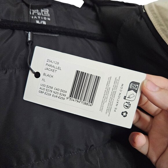 P.E Nation Parallel Cream Black‎ Quilted Hooded Puffer Jacket Size XL - Picture 10 of 15